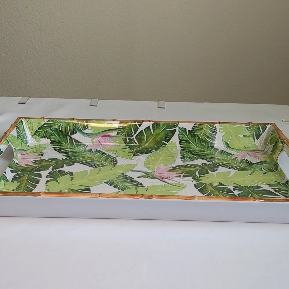 Tommy Bahama Palm Leave & Birds Of Paradise Melamine Serving Tray 19 5
